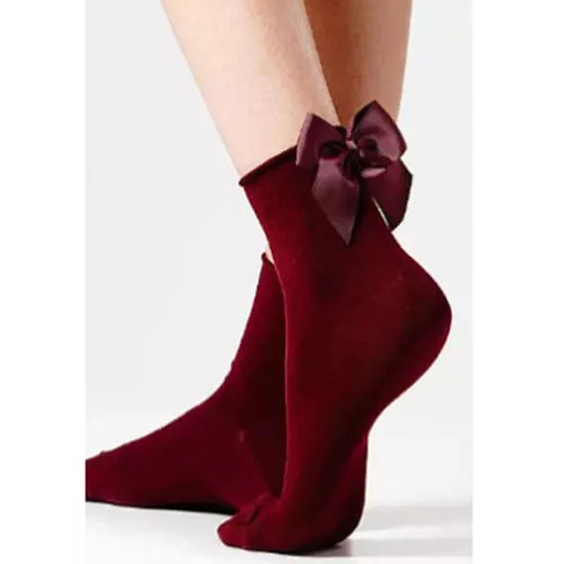2 пары Для женщин носки Лето Уличная Элегантный ленты лук носки до лодыжки смешной Контрастность Цвет короткие носки короткие Calcetines Mujer