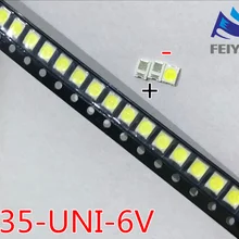 Светодиодный светильник UNI, 2000 шт., 3528, 2835, 1210, бисер, высокая мощность, 1 Вт, 6 в, холодный белый, для светодиодный ЖК-телевизора, подсветка, аппликатор