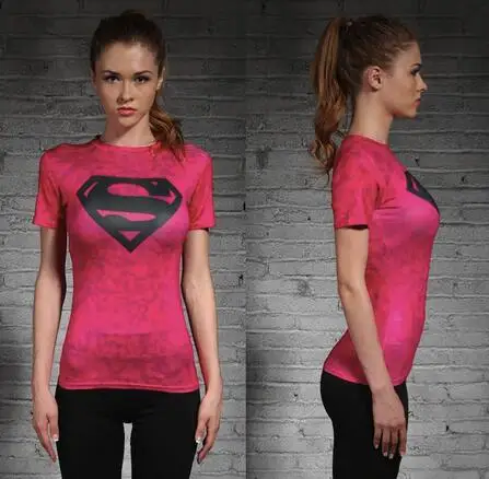Женская компрессионная футболка с супергероями колготки для фитнеса Camiseta