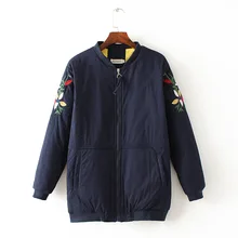 Осеннее пальто с длинным рукавом зимняя модная куртка-бомбер с вышивкой размера плюс женская повседневная куртка в стиле Харадзюку