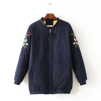 

Autumn Long Sleeve Coat 2018 Winter Fashion Embroidery Bomber Plus Size Jacket Women Harajuku Casual Stand Ladies Jackets