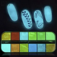 12 Маникюр для ногтей сетка Блеск порошок noctillucence Сверхтонкий светильник в темноте пигмент дизайн ногтей свечение фосфорный Декор гель лак Советы CHYS