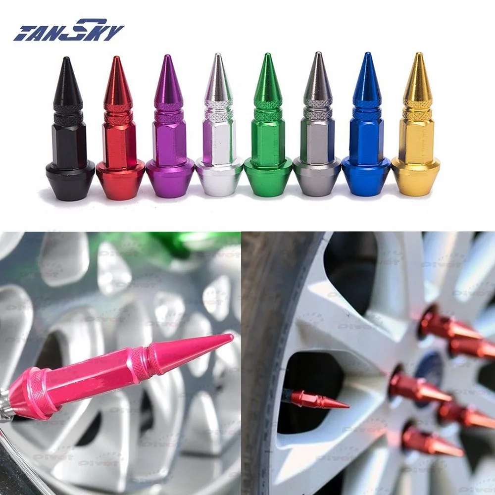 4Pcs/Set Car Auto Bike Spike Shape Tire Dustproof Wheel Stem Aluminum Valve Caps TK-QMZ950 4Pcs/Set Car Auto Bike Spike Shape Tire Dustproof Wheel Stem Aluminum Valve Caps TK-QMZ950