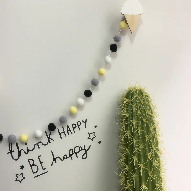 

2M Nordic Style Ornament Party Props Wall Hanging Nursery Garland Pendants Home Decor Handmade Felt Wool Balls For Kids Room 35