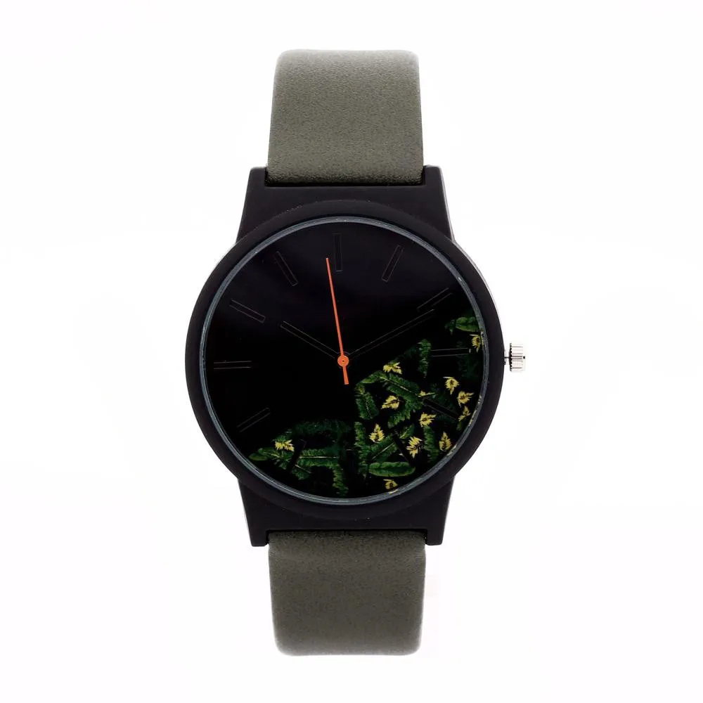 

1pcs Unisex Leather Watch Simple Round Dial Flower Alloy & Leather Quartz wrist Watch relojes para mujer dorado 2018 A80
