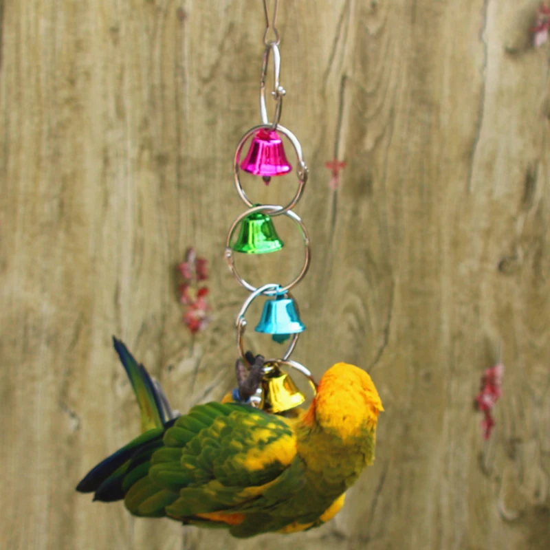 

3 pcs parrot toys parrot cage 25cm* 5cm size Birds toy squirrel suspension bell toys 6 bell birds cage accessory toy supplies