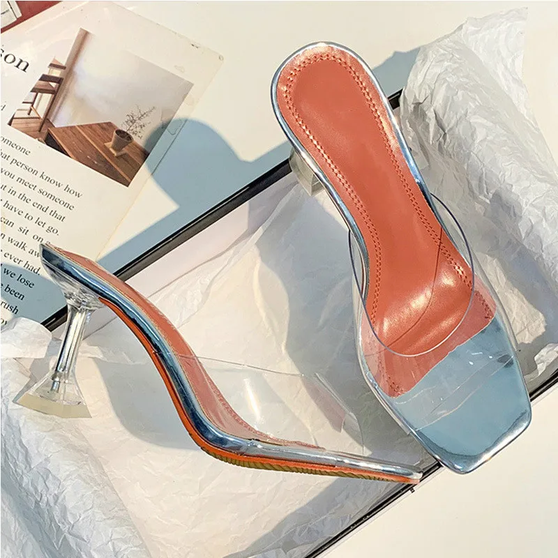 

New Arrivals PVC Transparent Sandals Open Toes Sexy Serpentine High Heel Crystal Women's Shoes Transparent High Heels Slippers