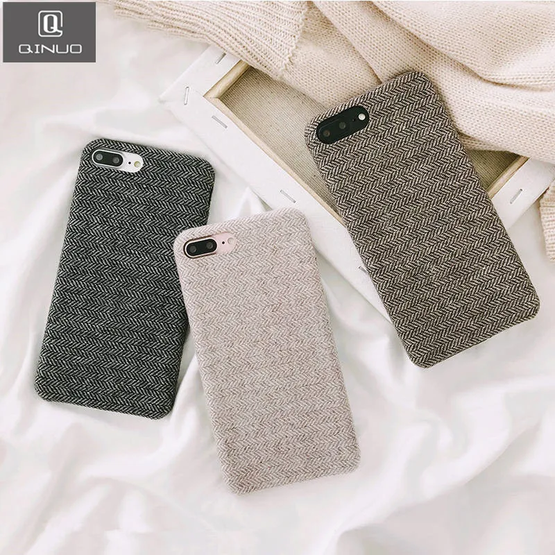 

QINUO Cloth Winter Phone Case For iphone 8 X XR XS MAX Back Cover Soft Cases For iphone 6S 6 7 8 Plus Cute Shell Warm Coque Capa