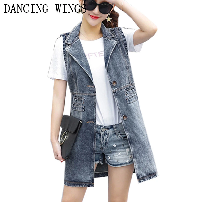 plus size long denim vest