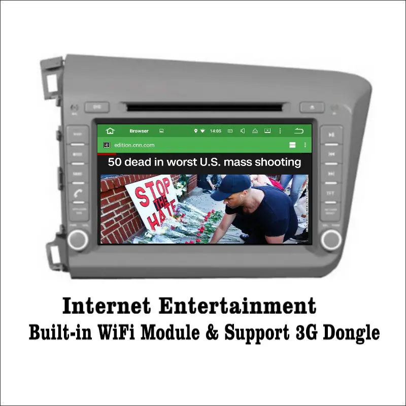 Flash Deal Liislee For Honda Civic LHD 2012~2015 Android 7.1 2G RAM Car Radio Audio Video Multimedia DVD Player WIFI GPS Navi Navigation 2