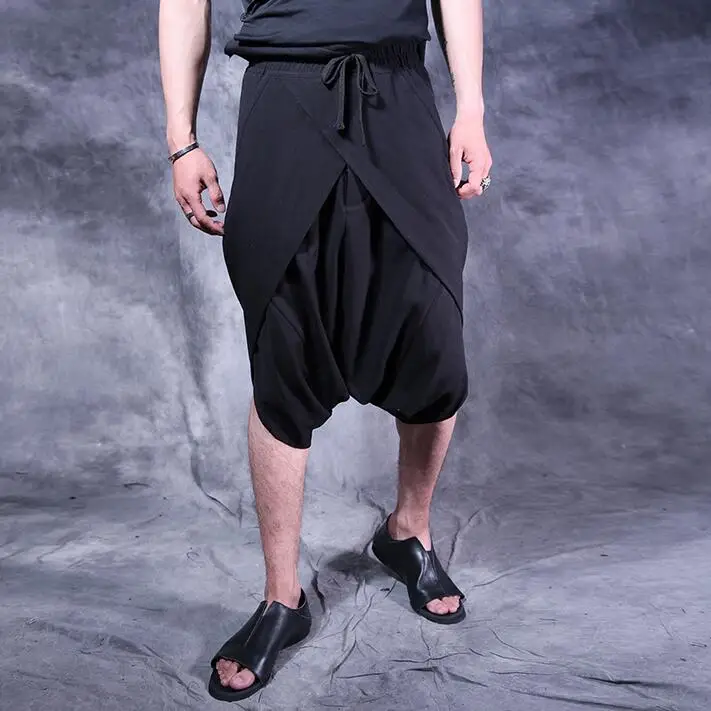 Crazy promotion ! Personalized 2020 irregular harem pants mens casual loose novelty black original news summer S 2XL | Мужская одежда