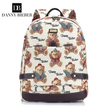 Danny bieber 2017 новое прибытие холст женщины рюкзак медведь сумка известного бренда ноутбук mochila для подростков школьного рюкзака