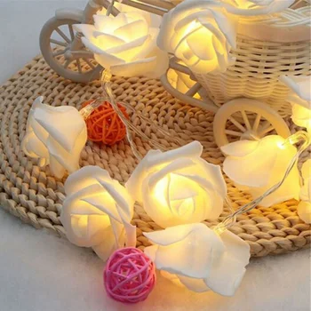 

3/1M 20/9 Roses Flower Garland LED Christmas Holiday String Lights Valentine Wedding Party Decoration Economic Battery Lights