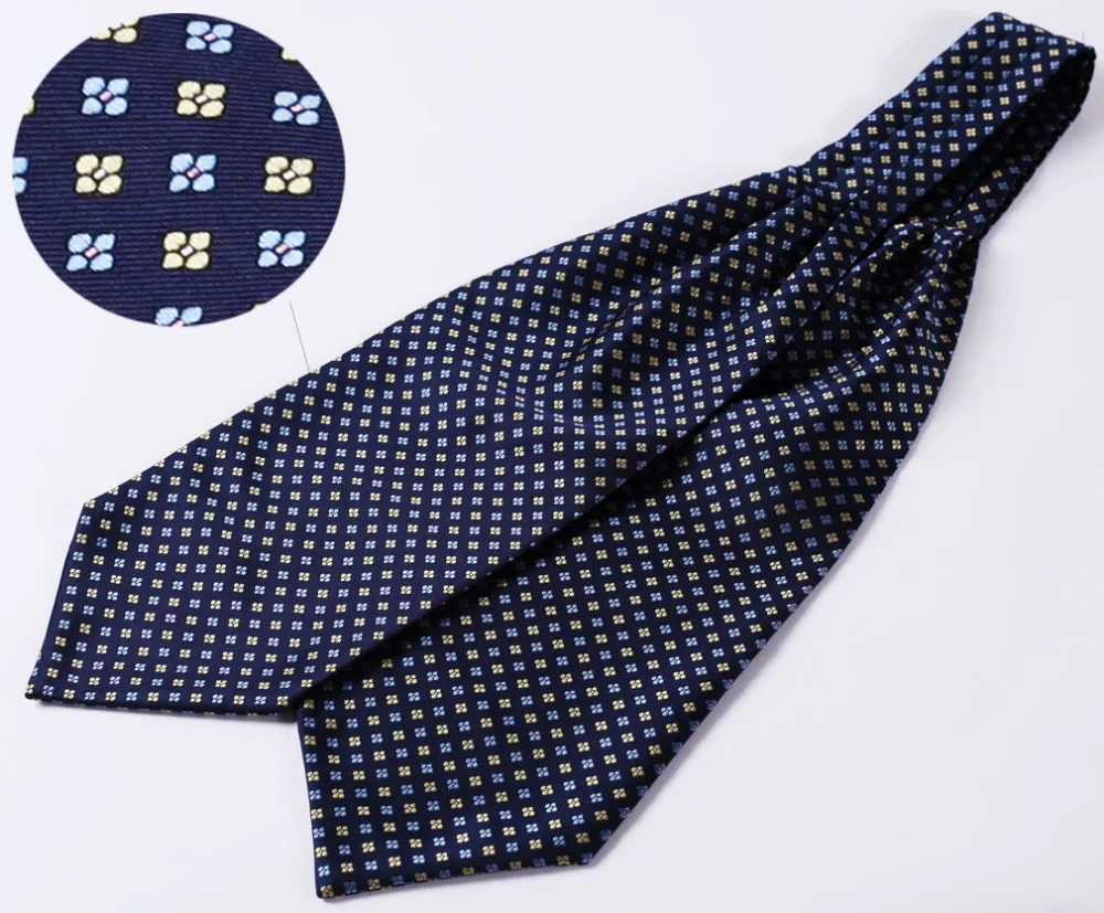 RF103V темно-синий желтый цветочный Шелковый шейный платок галстуки повседневные жаккардовые Тканые Ascot