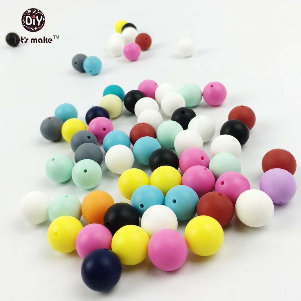 

Let's make silicone beads round nusring Jewelry teething balls Food Grade/BPA FREE(12mm 200pcs)Kids Chew toys Bite DIY