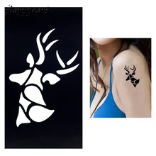 Цельнокроеное платье для нанесения хны и тату трафарет для Для женщин "сделай сам" для боди-арта окрашивание распылением Лось с животным узором, не вызывает болезненных ощущений хна шаблон штаны с фальш-вставкой, G85