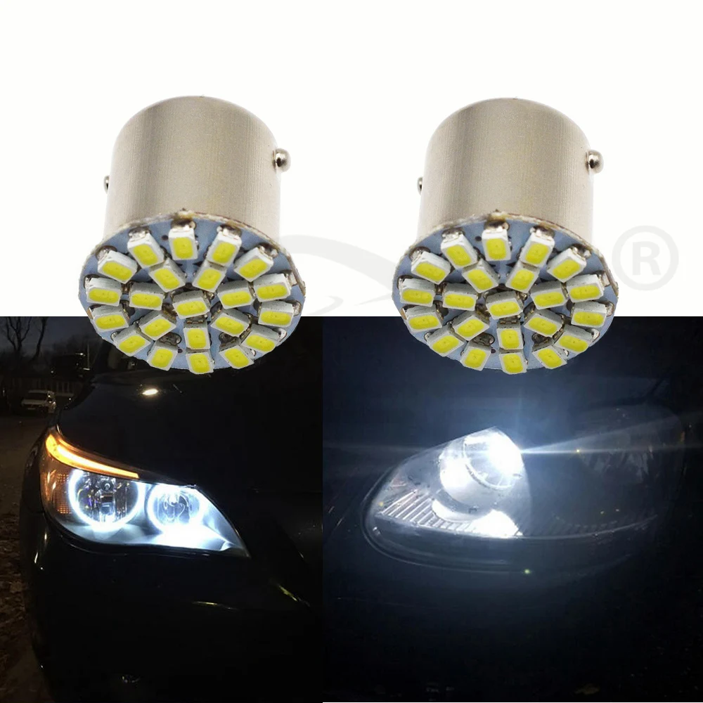 2 шт. BAY15D 1157 BA15S 1156 P21W 1206 3020 22SMD Белый светодиодный тормозной Включите свет авто мобильных Клин лампы хвост лампы Супер яркий DC 12 В