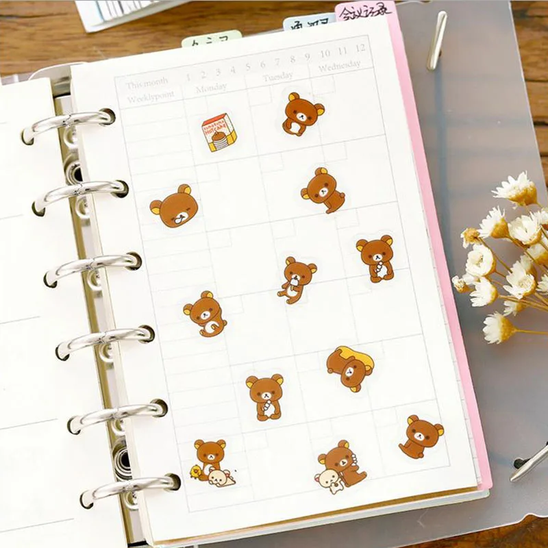 80 шт./упак. мини клейкие наклейки Rilakkuma прозрачная наклейка из ПВХ DIY альбом