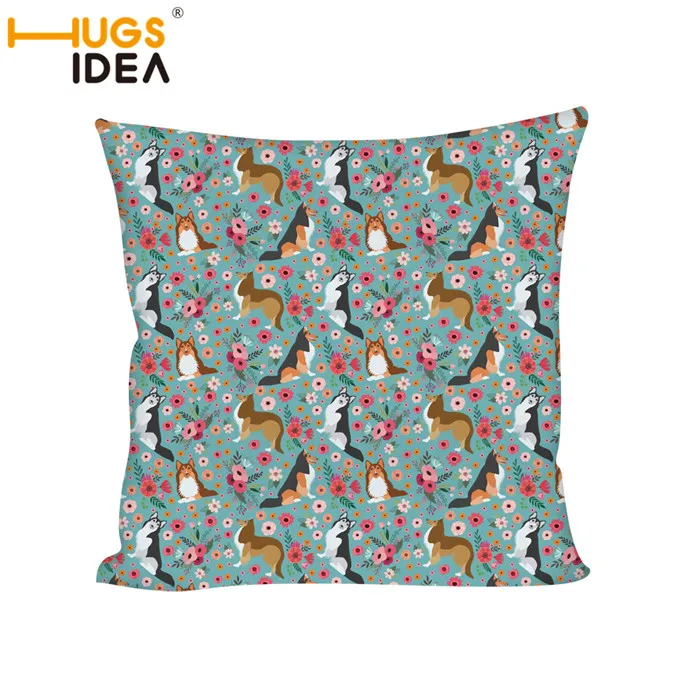 

HUGSIDEA Sheltie Pattern Pillow Case Bedroom Bedding/Chair Seat Puppy Doodles Printed Pillowcases Square Pillow Covers 50*50