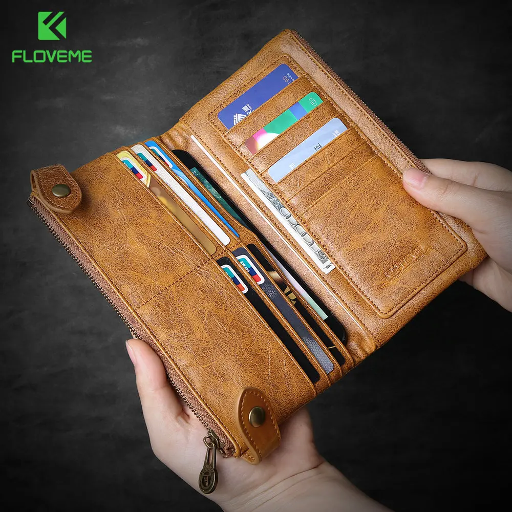 Achat FLOVEME Portefeuille Sac Téléphone Cas Pour iPhone X 8 7 6 6 s Plus 5 5S SE Rétro Étui En Cuir Pour Samsung Galaxy S5 S6 S7 bord S8 Couverture