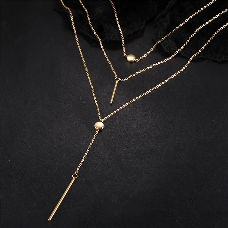 

Fashion Women's Sexy Multilayer Necklace Small Dots Delicate Necklaces Banquet Wedding Accessories girl Jewelry Clavicle Chain