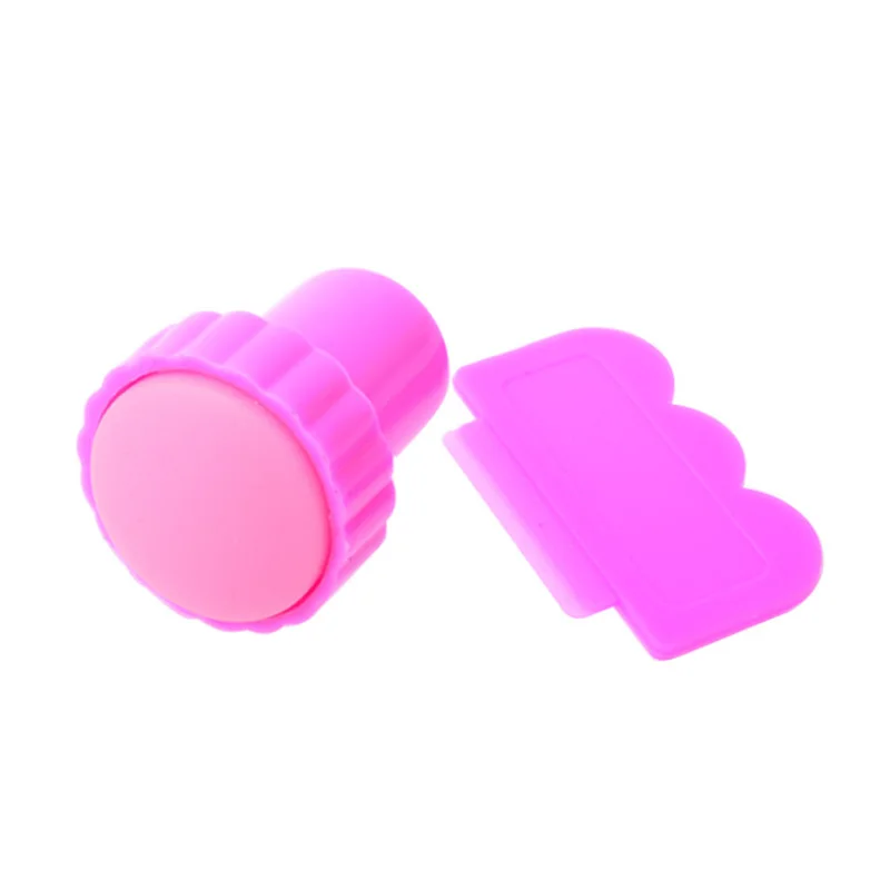 

New 1 Set Pink Stamper Silicone Head Nail Art Templates Stamp + Scrapers Set Stamping Nails Stamper DIY Manicure Nail Art Tools