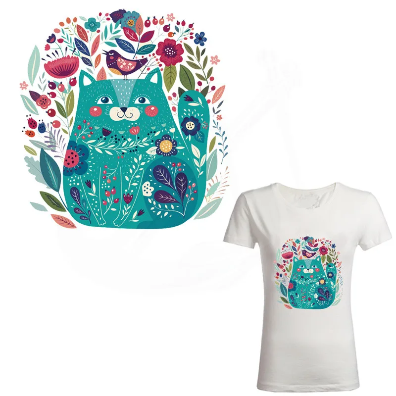 

Hand-painted style Cute cat stickers 25*24cm Iron On Patches For Clothes DIY Decoration T-shirt Hoodies Appliques