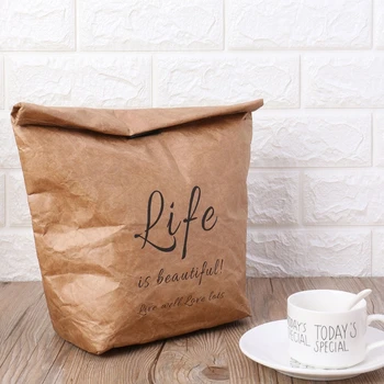 

Kraft Paper Snack Lunch Bags Reusable Insulated Thermal Merchandise Grocery Bag