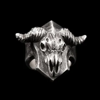 

Mens Fashion Sheep Bone Shield Ram Skull Ring 316L Stainless Steel Rock Punk Biker Jewelry Silver Color