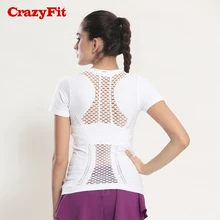 CrazyFit сексуальная сетка Йога Топ Женская Спортивная кофта Спортивная, с коротким рукавом тренировки тренажерный зал быстросохнущие фитнес топы Спортивная одежда