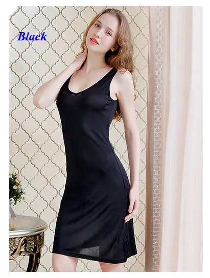 

Pure silk lady V-neckline shoulder strap nightgown,100% silk double-faced knitted plus size side-slit sleeping dress
