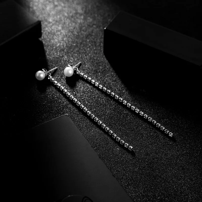 HanCheng серьги с кисточками Висячие висячие серьги с жемчугом длинные висячие серьги-капельки с кристаллом bijoux
