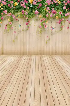 

Vinyl Photography Backdrops Flower Wooden Floor Custom Birthday party Children Backgrounds for Photo Studio