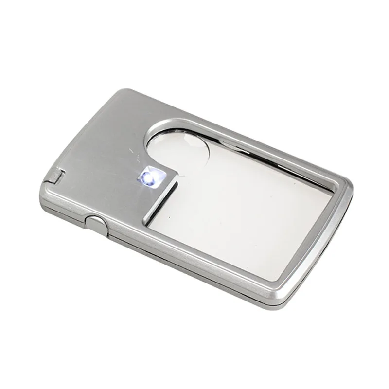 

New Handheld Portabel Pocket Magnifiers Ultra Thin 3x 6x Magnifier LED Light Jewelry Loupe Credit Card Shape HR