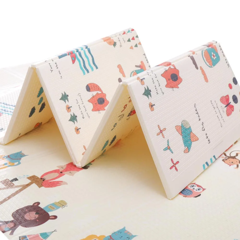 195 148 1CM XPE Crawling Mat Double sided Folding Puzzle Playmat Infant Kids Play Mat Game 3