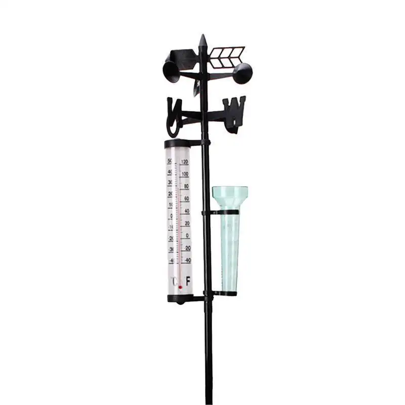 Mayitr Multifunction Outdoor Garden Weather Station Meteorological Measurer Vane Tool Wind Rain Gauge Temperature Instruments