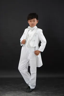 Kids Tuxedo Suits Champagne White Child Tuxedo Piano Performance Wear 7pieces Set Blazer pant shirt bow girdle tie belt Boy Suit