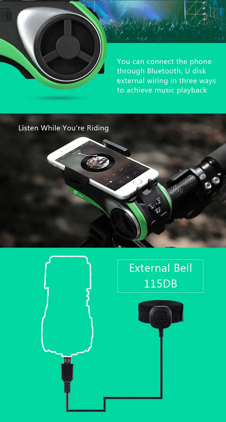 Best ROCKBROS 5 In 1 Double LED Bicycle Light+Bluetooth Audio MP3 Player Speaker+Charging Power Bank+Ring Bell+Bicycle Phone Holder 3 Best ROCKBROS 5 In 1 Double LED Bicycle Light+Bluetooth Audio MP3 Player Speaker+Charging Power Bank+Ring Bell+Bicycle Phone Holder 3