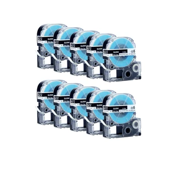 

10PCS Puty 5mm for Epson SU5W Label Tape Black on White Heat Shrink Tube Label Tapes SU5W for Epson Label Printer Ribbon