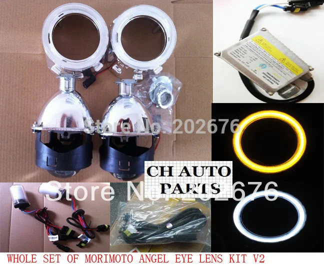 DLAND WHOLE SET LED ANGEL EYE MINI HID BI-XENON PROJECTOR LENS KIT H1 35W 12V AC HID KIT H4 HARNESS - 1692585835