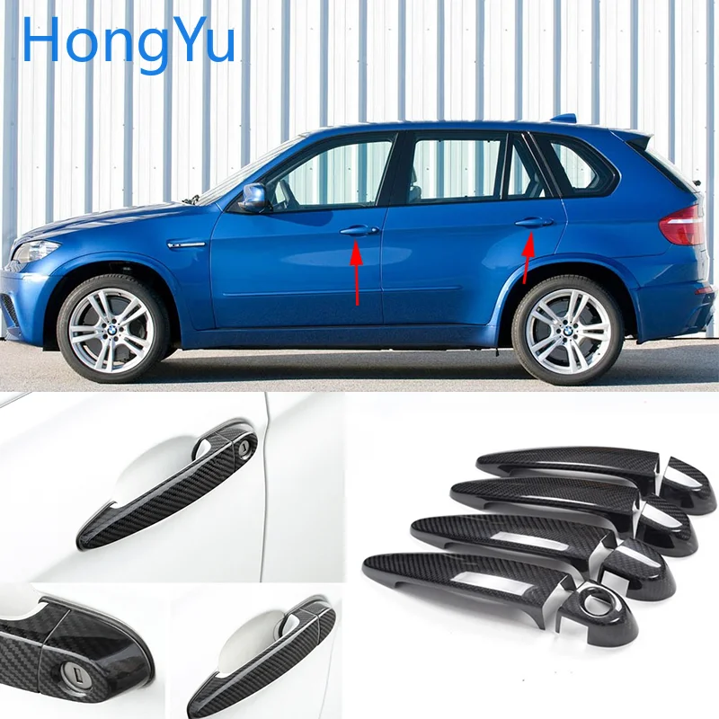 

for BMW x5M x5 M E70 2010 2011 2012 2013 Auto Exterior Carbon Fiber Made Door Handle Cover Sticker Decorations Overlay Trim
