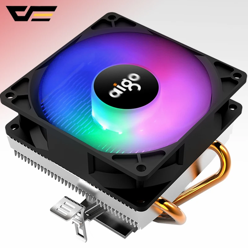 AIGO кулер для процессора охлаждающий 2 тепловых вентилятора 3Pin PC охлаждение 90 мм