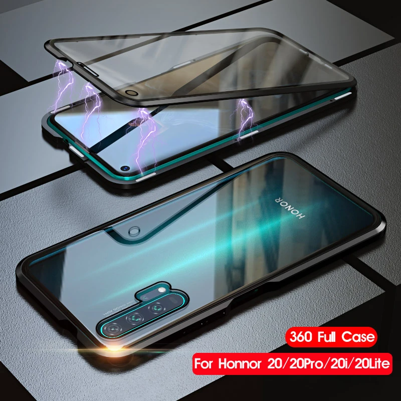 Двухсторонний чехол из закаленного стекла 360 для huawei Honor 20i 20 Pro Lite магнитный