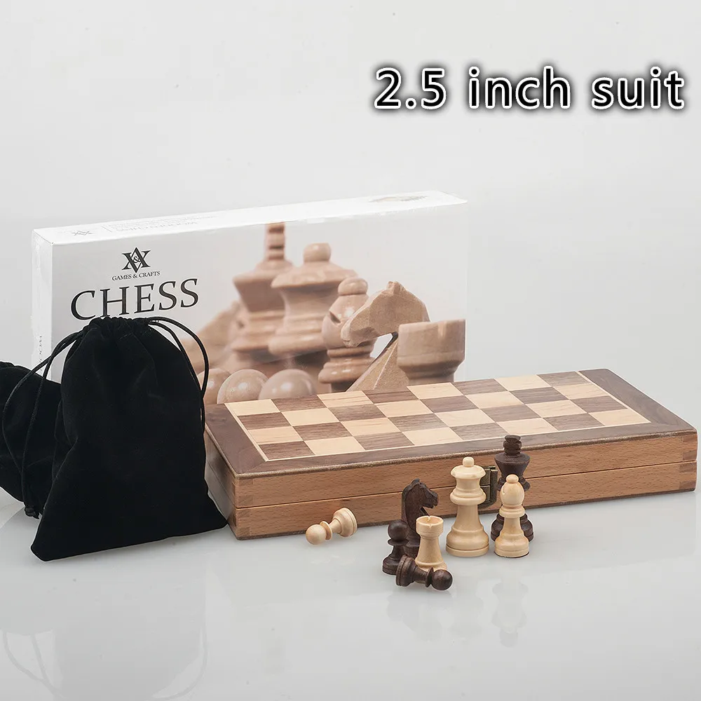 Высокое качество цельная древесина маленькие Шахматы Детские деревянные шахматы, немагнитные складные шахматы 29 см* 29 см - Цвет: 2.5 inch suit