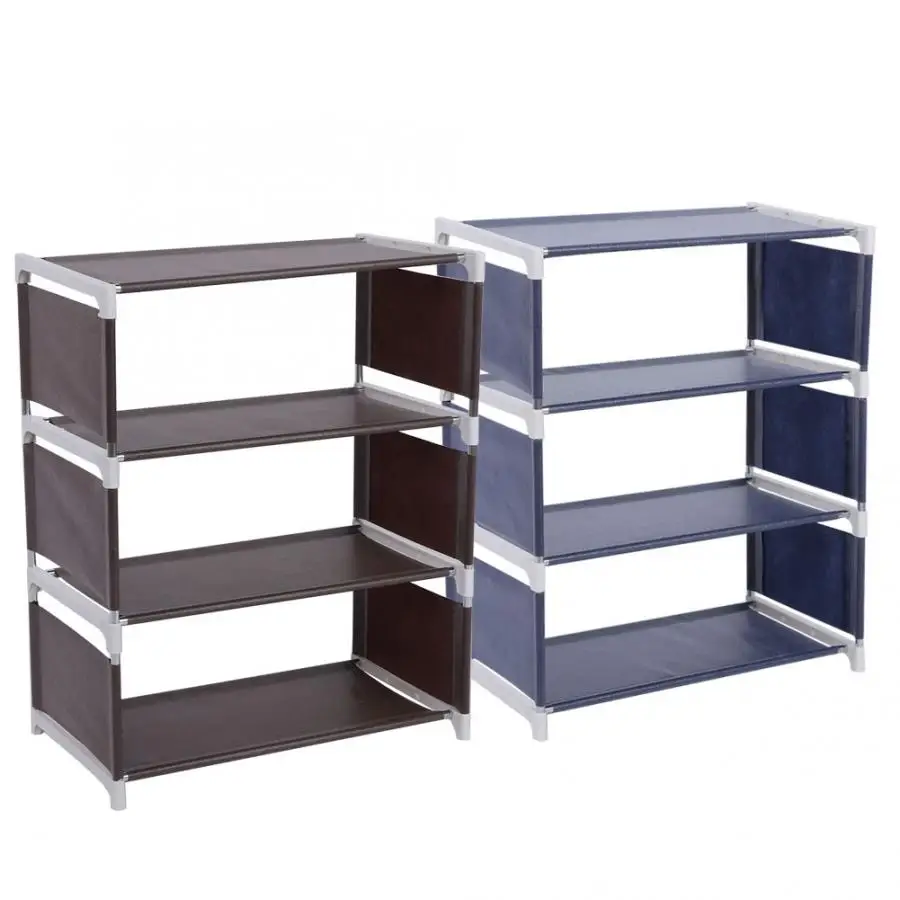 4 Tiers Shoes Rack Assembled Stainless Steel Shoes Storage Cabinet Dustproof Shoes Rack Shelf Stand Shoes Organizer