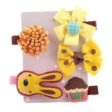 5 шт. желтый серии Одежда для девочек свадебные заколки для девочек с героями мультфильмов, с животными мотивами комплект заколок для волос подарок на день рождения p# dropship