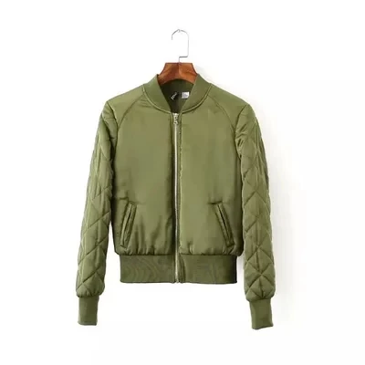 

New Nice Fashion Women's V-Neck Quilting Jacket Short Thin Padded Bomber Jacket Pilots Outerwear Tops 4 Color A412