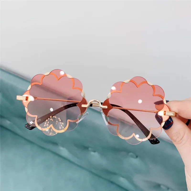 Iboode новые детские солнцезащитные очки в форме цветка Gafas Детские UV400 детские солнцезащитные очки для девочек и мальчиков модные многоугольные Металлические оттенки - Цвет линз: Pink