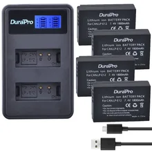 4pc LP-E12 LP E12 LPE12 Rechargeable Camera Battery + LCD Dual Charger for Canon Rebel SL1 100D EOS-M EOS M2 EOS M10 Camera