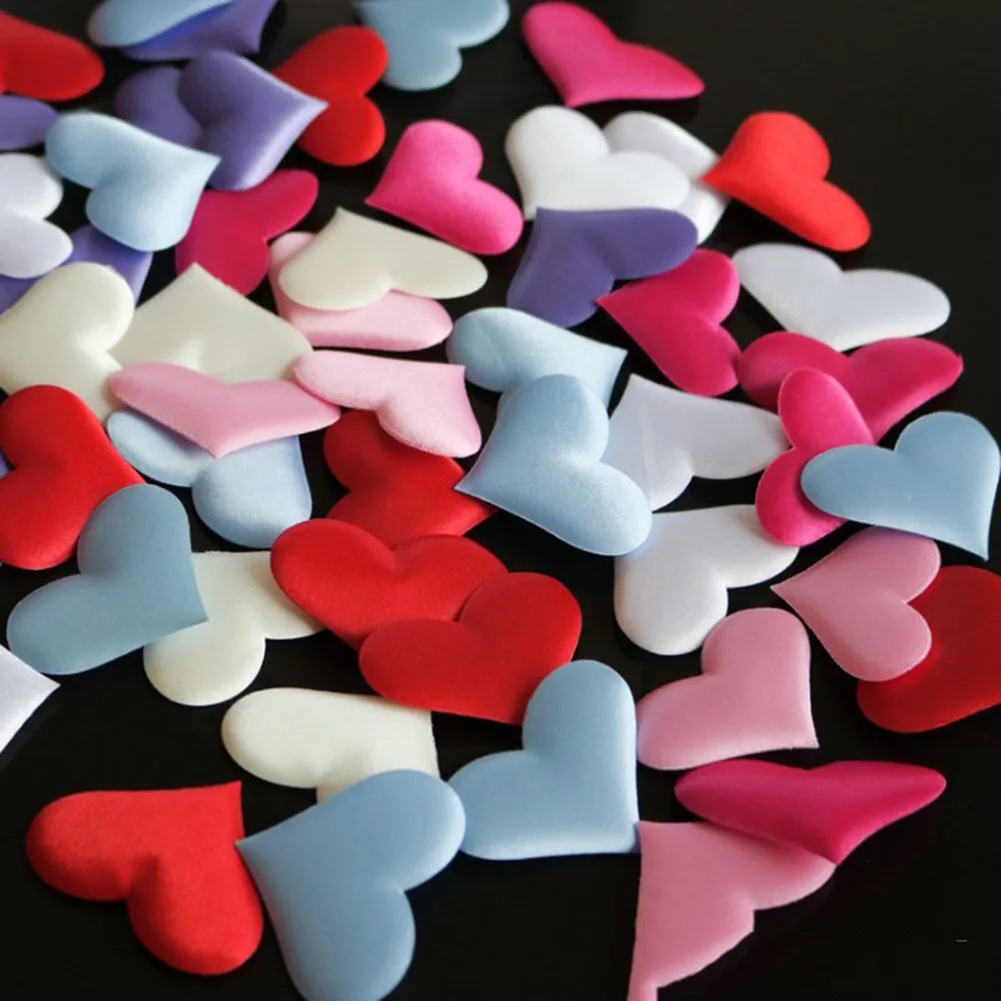 

1pack Romantic Sponge Satin Fabric Heart Petals Wedding Confetti Table Bed Heart Petals Wedding Valentine Decoration